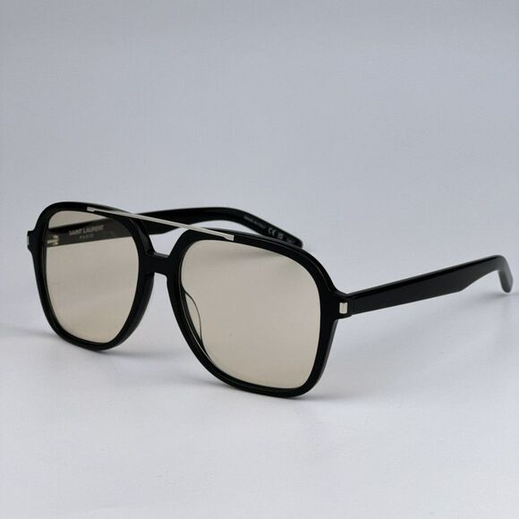 NEW Saint Laurent SL545 001 Black Light Yellow Pilot Unisex Sunglasses - Picture 8 of 15
